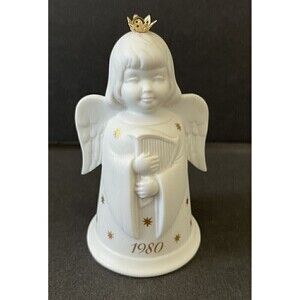 Vintage 1980 Kaiser Christmas Porcelain Angel Bell Ornament West Germany White
